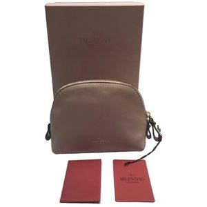NWT Valentino Garavani Pink Leather Travel/Makeup Bag